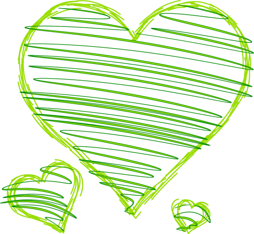 Širdis, Meilė, Žalias, Traukiamas, Nemokama Vektorinė Grafika