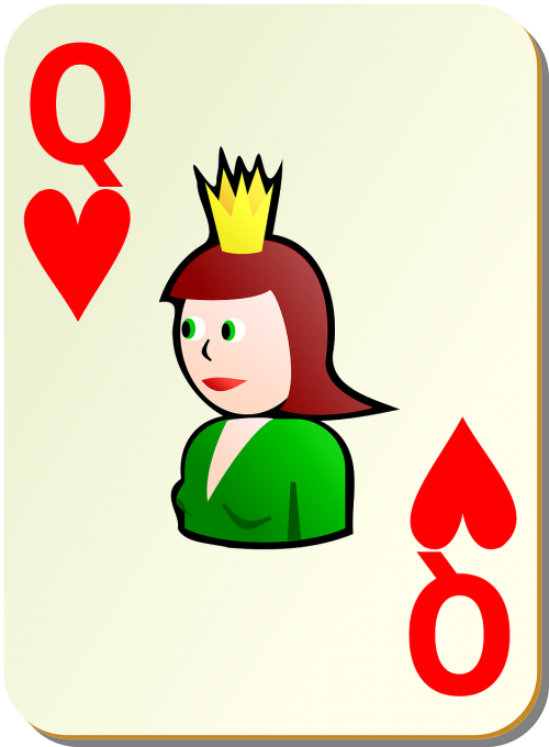 Širdis, Karalienė, Kortelė, Žaidimai, Poilsis, Žaisti, Žaidimas, Pokeris, Nemokama Vektorinė Grafika
