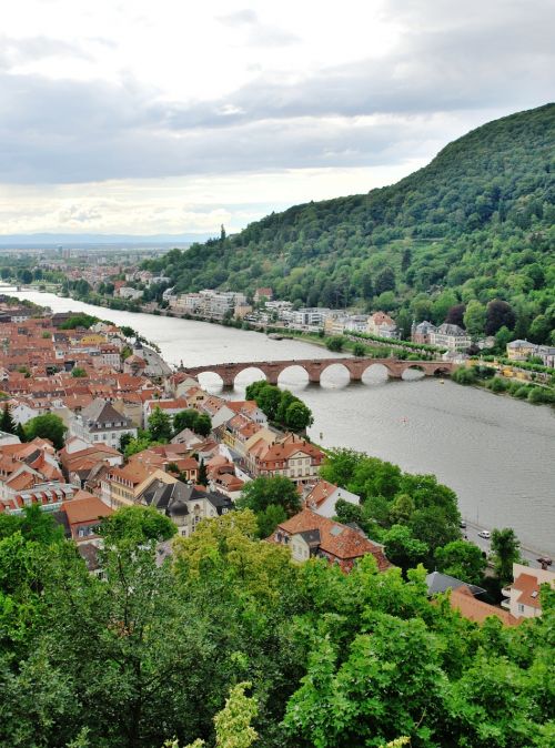 Heidelbergas, Tiltas, Vokietija, Upė, Kalnas, Miestas, Europa