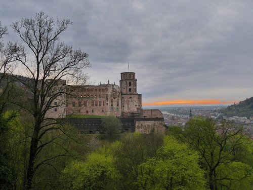 Heidelberg,  Neckar,  Pilis,  Saulėlydžio,  Karlstor
