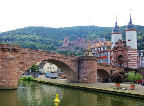 Heidelbergas, Tiltas, Neckar, Senas Tiltas, Pilis, Upė, Senamiestis, Architektūra