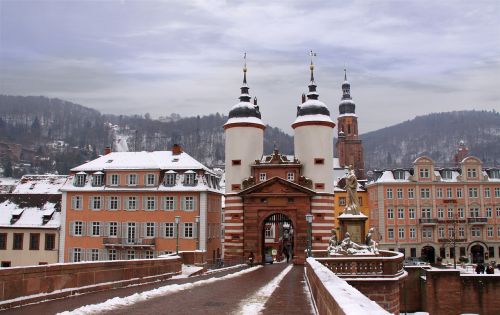 Heidelbergas, Senas Tiltas, Neckar, Žiema, Istoriškai, Tiltas