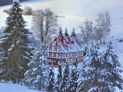 Heimatstube, Sbb Namelis, Žiema, Sniegas, Gamta, Saksonijos Šveicarija