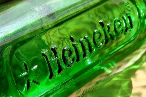 Heineken, Alus, Butelis, Logotipas, Žalias, Spinduliai, Šešėliai, Šviesti, Saulės Šviesa