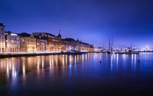 Helsinki, Jūra, Kranto, Vanduo, Atspindys, Dusk, Kelionė, Miestas, Miesto Panorama, Panorama, Turizmas, Orientyras, Naktis, Centro, Pastatas, Miestas, Twilight, Vakaras, Europa