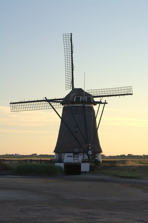 Šiaurę,  Windmill,  Malūnas,  Texel,  Saulėlydžio,  Kraštovaizdis,  Architektūra,  Istoriškai,  Sparnas,  Žymus Objektas,  Nyderlandai,  Olandija,  Romantiškas