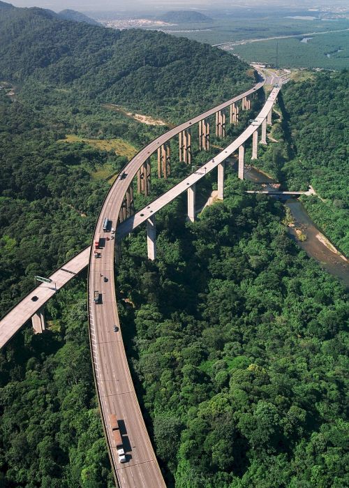 Greitkelis, Kelias, Oro Vaizdas, Rodovia Dos Imigrantes, Rodovia Anchieta, Brazilija, Automobiliai, Vairuoja, Gabenimas, Transporto Priemonės, Kaimas, Kraštovaizdis, Kaimas