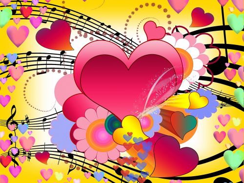 Širdis,  Gėlės,  Meilė,  Muzika,  Atvirukas,  Plakatas,  Kortelė,  Fone 1237