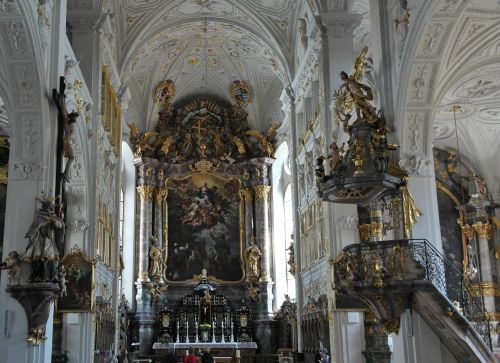 Hofkirche, Residenzschloss, Pagrindinė Pilis A D Donau, Bavarija, Bažnyčia, Dom, Katalikų, Pastatas, Architektūra