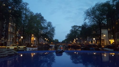 Holland, Amsterdamas, Miestas, Kanalas, Nocturne