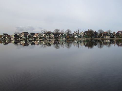 Holland, Kotedžai, Zaanse Schans, Vanduo, Gamta, Zaandam, Kraštovaizdis, Vaizdas, Mėlynas