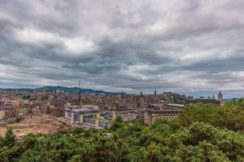 Edinburgo Holyrood Parkas, Edinburgo Miesto Vaizdas, Miestas, Panorama, Vaizdas, Kapitalas, Senas, Pastatas, Kalnas, Paminklas, Lankytinos Vietos, Kelias, Architektūra, Istoriškai, Turizmas, Panorama, Vaizdingas