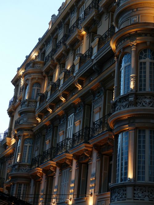 Namai, Fasadas, Pastatas, Architektūra, Apšviestas, Balkonas, Langas, Monte Karlas, Monaco