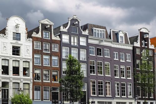 Namai, Namas, Fasadas, Plyta, Dažytos Plytos, Architektūra, Debesuota Oras, Amsterdamas, Nyderlandai, Holland, Europa