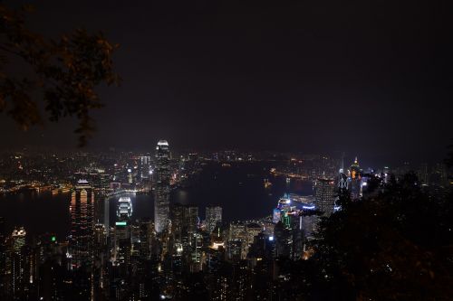 Honkongas, Piko, Naktis, Hong Kongo Panorama, Uostas