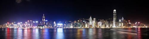 Honkongas, Miestas, Naktis, Gražus, Spalvinga, Vanduo, Apmąstymai, Dangoraižiai