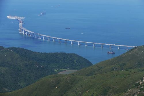 Honkongo Tiltas, Svetainė, Macau, Makao, Kinija, Sala, Lantau, Eismas, Turizmas, Vaizdas, Panorama, Kalnas