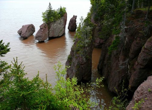 Hopewell Akmenys, Pagrindo Griuvėsiai, Naujoji Škotija, Kanada, Turistų Atrakcijos, Kraštovaizdis, Gamta