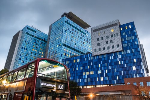 Ligoninė,  Klinika,  Londonas,  Whitechapel,  Autobusas,  Architektūra,  Statyba,  Mėlyna,  Pacientų,  Medicinos