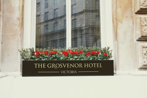 Viešbutis, Grosvenor Hotel, Viktorija, Londonas, Veidrodis, Gėlės, Victoria Stotis