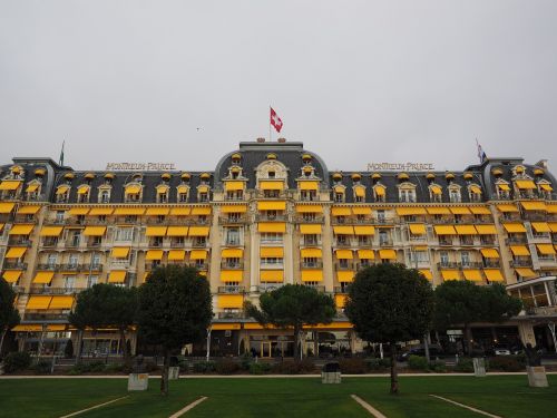 Viešbutis, Pastatas, Architektūra, Montreux Rūmai, Fairmont Le Montreux Rūmai, Prabangus Viešbutis, Geltona, Montreux, Šveicarija