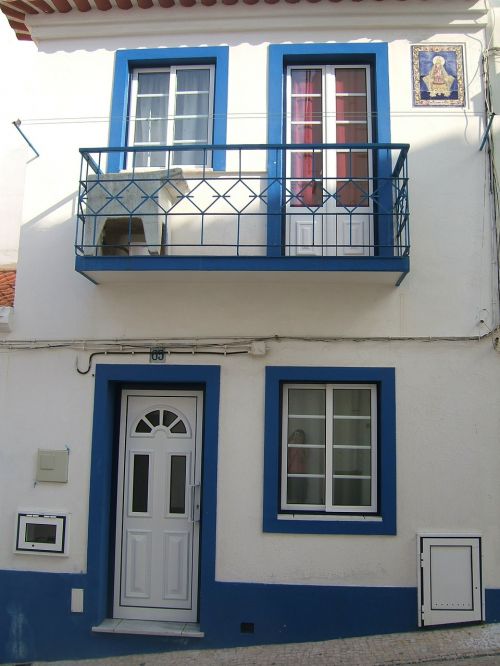 Namas, Balta, Mėlynas, Durys, Langas, Portugal