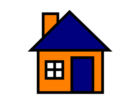 Namas, Mėlynas, Oranžinė, Nemokama Vektorinė Grafika