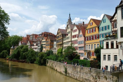 Namas, Tuebingenas, Vokietija, Upė, Miestas, Baden-Wurttemburg, Architektūra, Deutschland, Europa