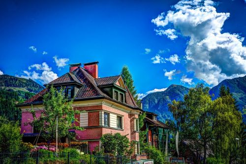 Namas, St Johann, Austria, Alpės, Kalnai, Architektūra, Europa, Rožinis