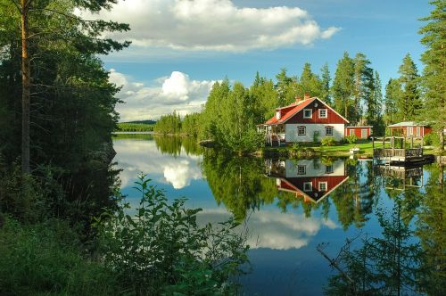 Namas, Vanduo, Ežeras, Atspindys, Švedija