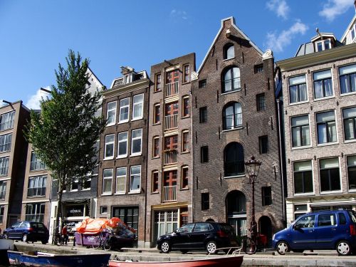 Namai, Saulėta Diena, Miesto, Amsterdamas, Dangus, Architektūra, Eksterjeras, Kaimynystėje