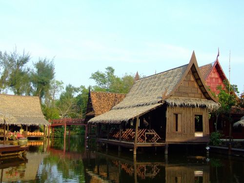 Namai, Medinis, Tailandas, Tajų, Upė, Asian, Plaukiojantieji, Tradicinis