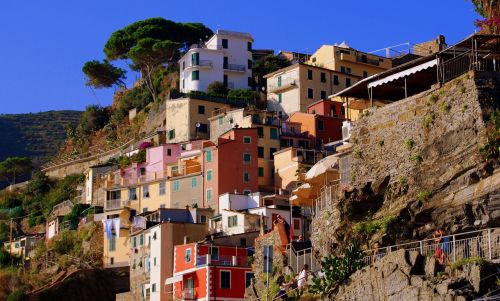 Namai, Spalvos, Spalvinga, Jūra, Riomaggiore, Ligurija, Italy, Cinque Terre