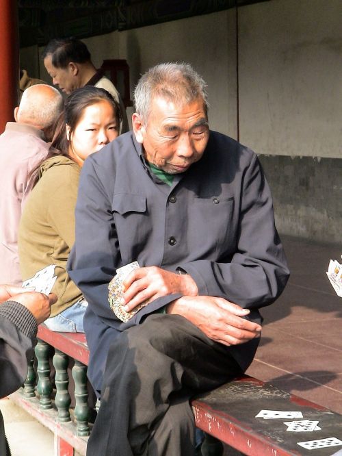 Žmogus, Vyras, Asmuo, Sėdėti, Tiantian Parkas, Kortų Žaidimas, Žaisti, Kinija, Pekinas