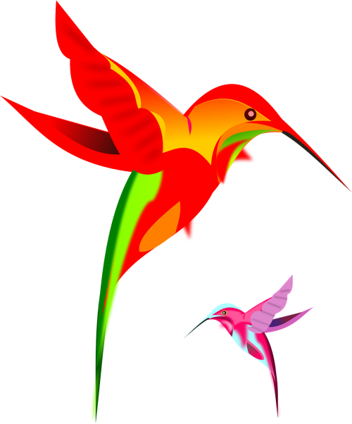 Hummingbirds, Spalvinga, Kaleidoskopas, Gražus, Skraidantis, Sparnai, Karoliukai, Nemokama Vektorinė Grafika