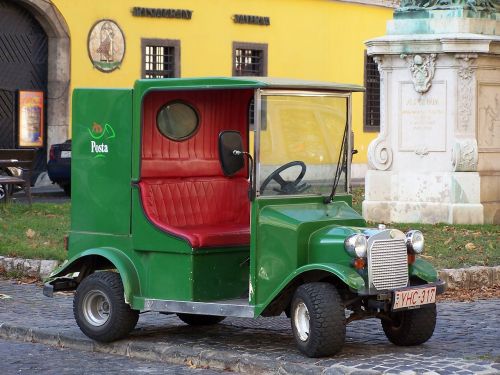 Vengrija, Budapest, Pranešimas, Paštu, Transporto Priemonė, Vintage Post Van, Vengrų Kalba