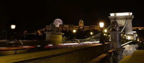 Vengrija, Budapest, Grandinės Tiltas, Žibintai, Tiltas, Pilis, Tiltai, Liūtas, Naktiniai Žiburiai