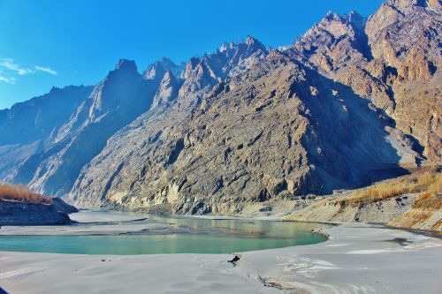 Hunza, Pakistanas, Upė, Kalnas, Kraštovaizdis, Slėnis, Dangus, Nuotykis, Kalnas, Rokas, Vanduo, Himalaja, Asija