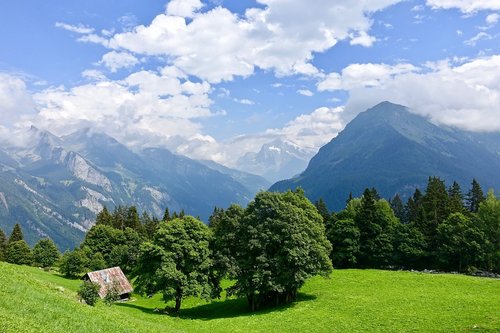 Namelis,  Alpės,  Kalnai,  Šveicarija,  Pobūdį,  Alpine,  Debesys,  Kraštovaizdis