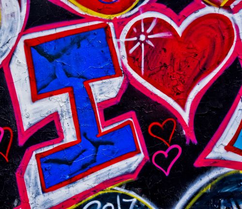 Grafiti,  Širdis,  Raudona,  Meilė,  I,  & Nbsp,  Širdis,  Purslų & Nbsp,  Dažytos,  Siena,  Dažyti,  Spalvinga,  Meilė & Nbsp,  Kortelė,  Pasveikinimas,  Myliu