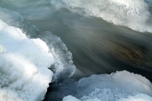 Ledas Ant Slenksčio, Užšalusi Upė, Žiema, Ledas, Vanduo, Sušaldyta, Plekšnė, Šaltas, Ledas