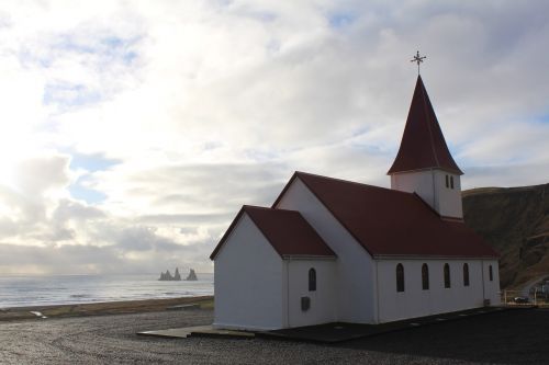 Iceland, Bažnyčia, Garbinimo Namai, Dangus, Jūra, Mėlynas