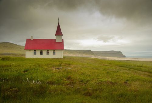 Iceland, Breidavik, Bažnyčia, Uolos