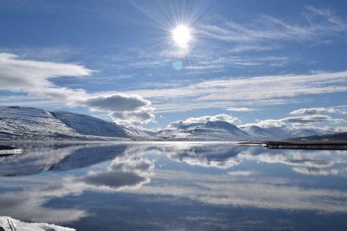 Iceland, Sniegas, Ledas, Kraštovaizdis, Atspindintis Saule