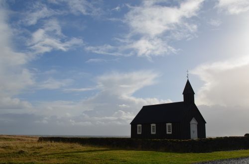Iceland, Budiras, Bažnyčia, Dangus, Debesys