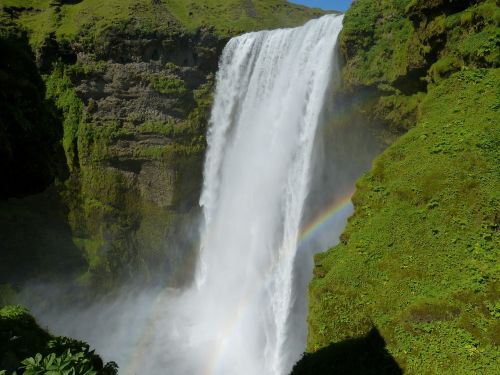 Iceland, Skogafoss, Bílá, Milžiniškas, Gamta, Kraštovaizdis, Įspūdingas, Vaivorykštė