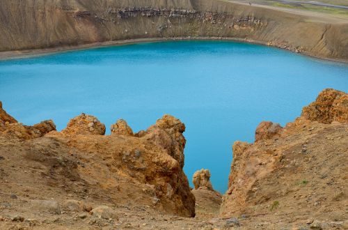 Iceland, Krateris, Vulkanas, Kraterio Ežeras, Turkis, Rokas