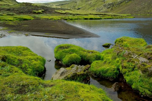 Iceland, Eldgjà, Vulkanas, Ežeras, Putos