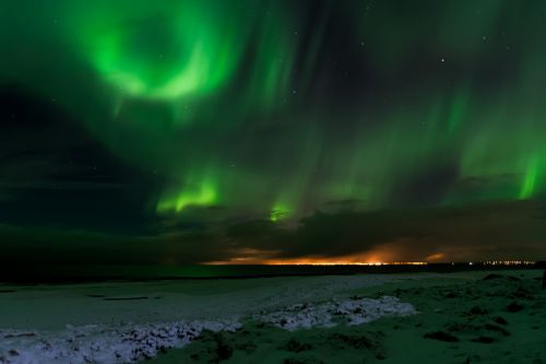 Iceland, Šiaurės Pašvaistė, Aurora, Borealis, Šiaurinis, Žiema, Reiškinys, Šviesa, Sniegas, Dangus, Naktis, Žalias, Stebuklinga