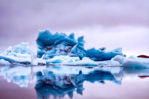 Iceland, Ledas, Ledkalnis, Jūra, Vandenynas, Vanduo, Apmąstymai, Mėlynas, Žiema, Sniegas, Sušaldyta, Dangus, Debesys